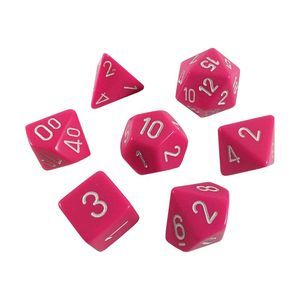 Chessex Polyhedral 7-Die Opaque Pink/White Dice Set